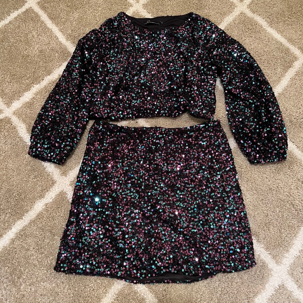 Sequins skirt and top set